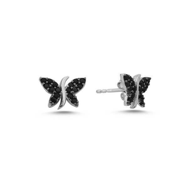 Cercei argint 925 rodiat cu fluturi si zirconii negre - Be Nature ETU0010 [1]